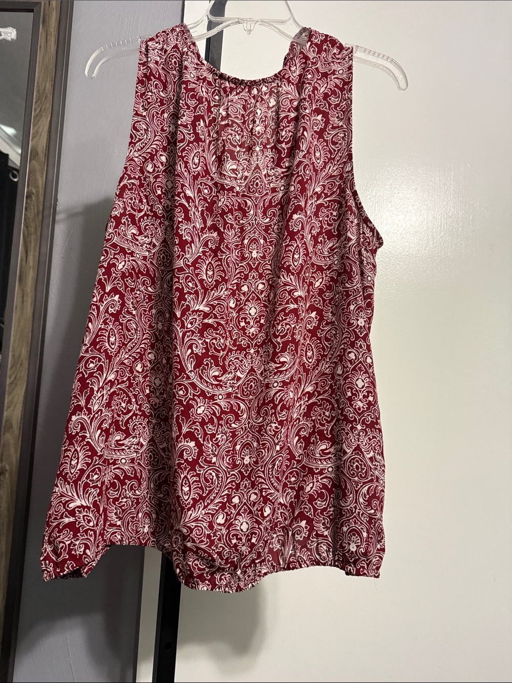 LOFT Burgundy Paisley Ruffle Shell Tank - Picture 5 of 5